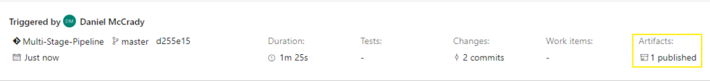 multi stage pipeline artifacts published